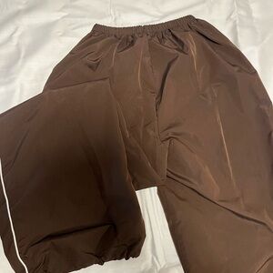 Brown Elastic Waist Pants